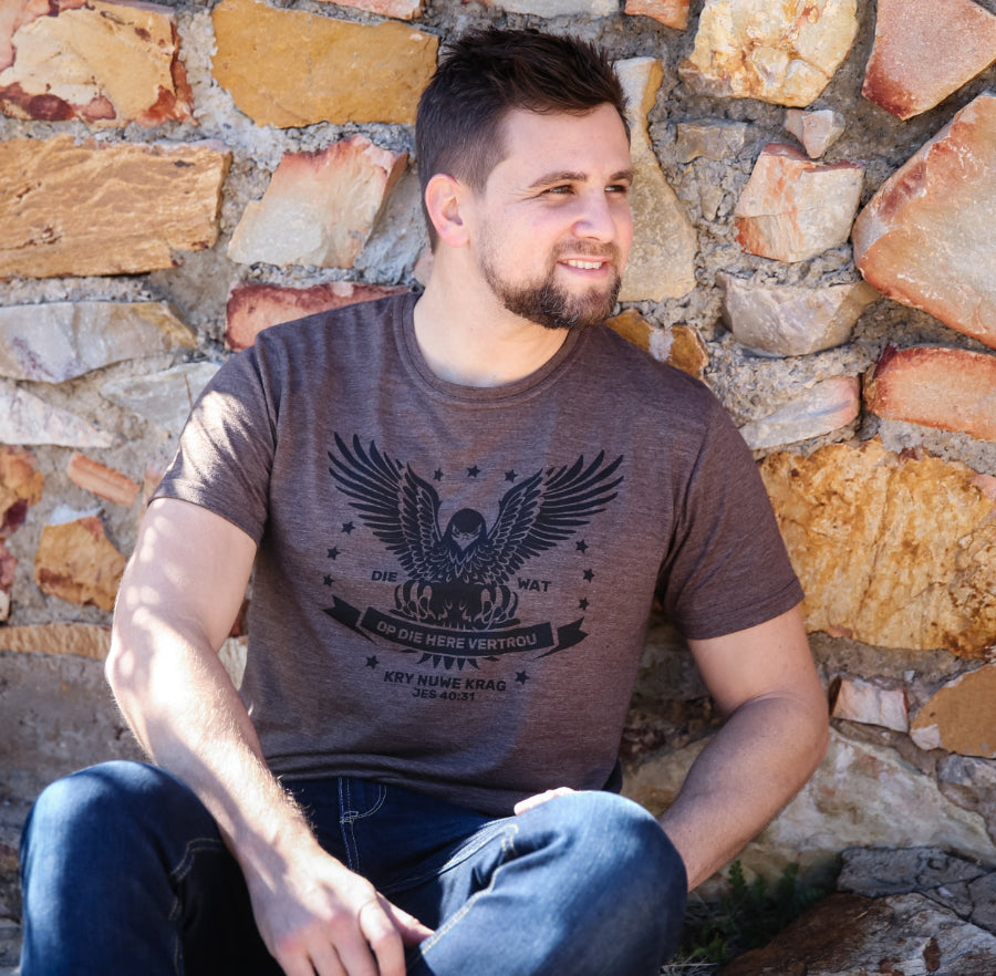 Arendsvlerke - Christian t-shirt- Brown Melange -  South Africa
