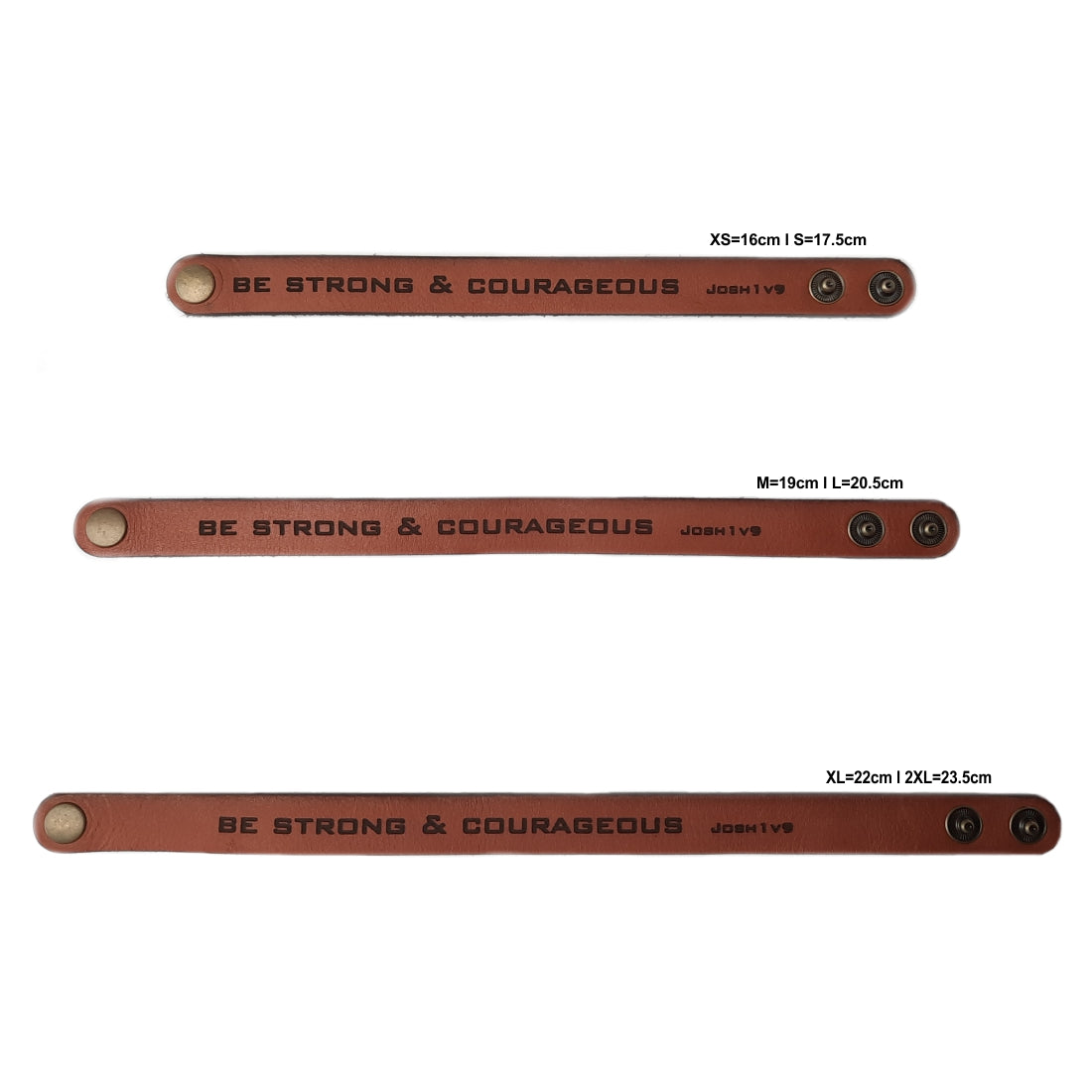 Be Strong & Courageous - Christian Leather Wristband