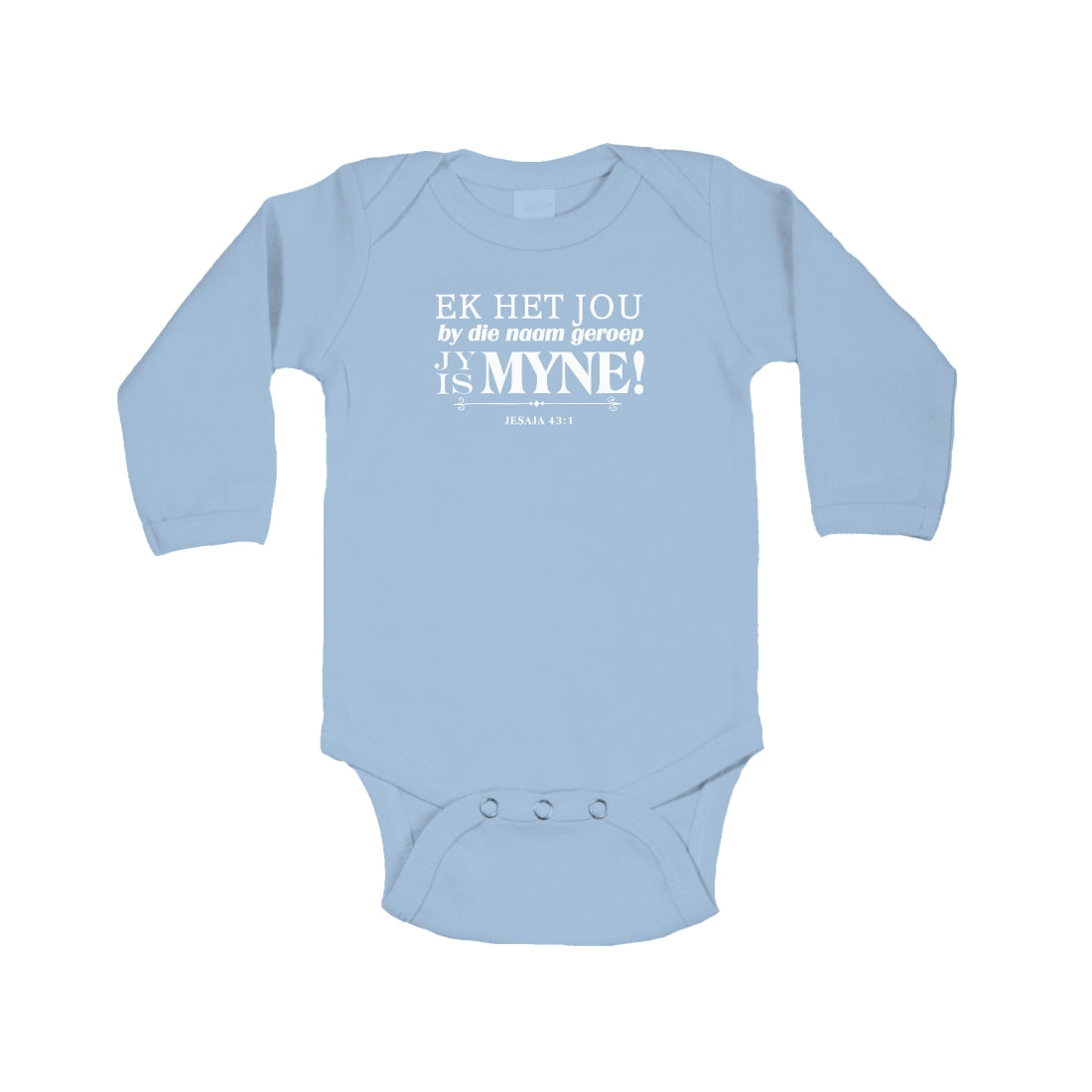 Ek het jou by jou Naam geroep- Christian Baby Onesie (Blue)