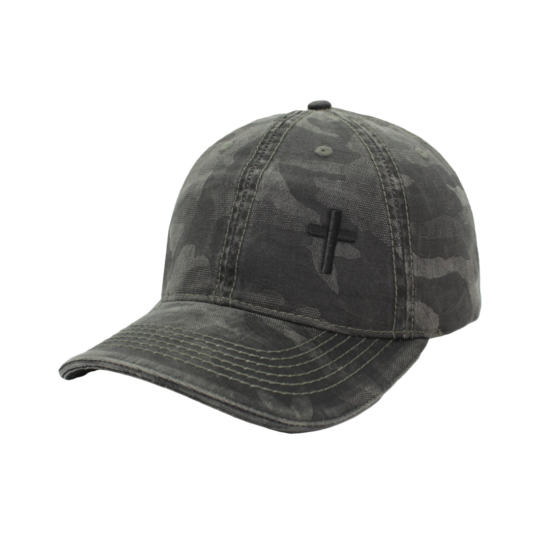 Cross - Christian Cap (Camo Charcoal Oilskin)