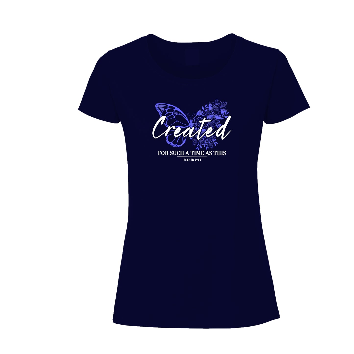 Created for a time - Christian Ladies t-shirt (Navy)