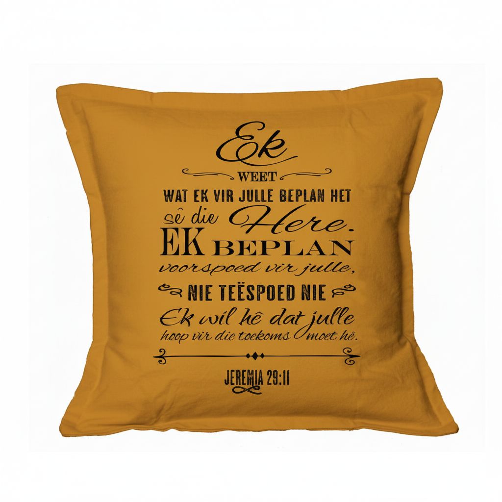 Ek weet - Christian Cushion Cover (Mustard)