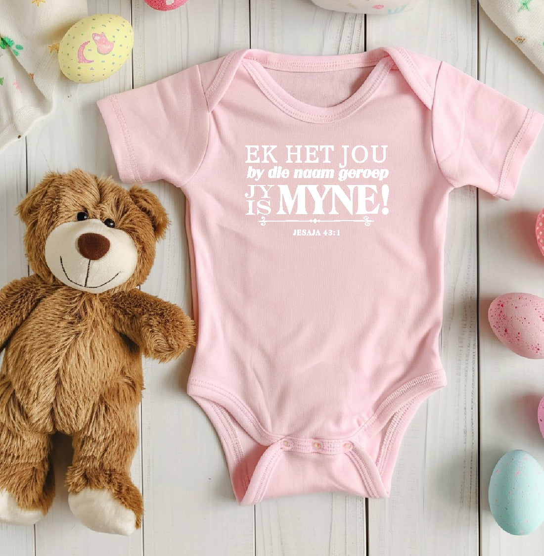Ek het jou by jou Naam geroep - Christian Baby Onesie (Pink)