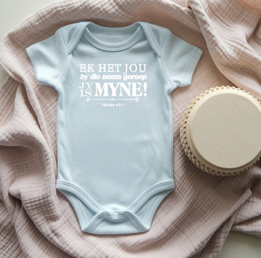 Ek het jou by jou Naam geroep - Christian Baby Onesie (Blue SS)