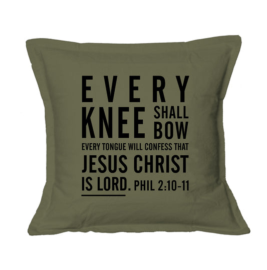 Every Knee shall bow - Christian Cushion Cover (Khaki)