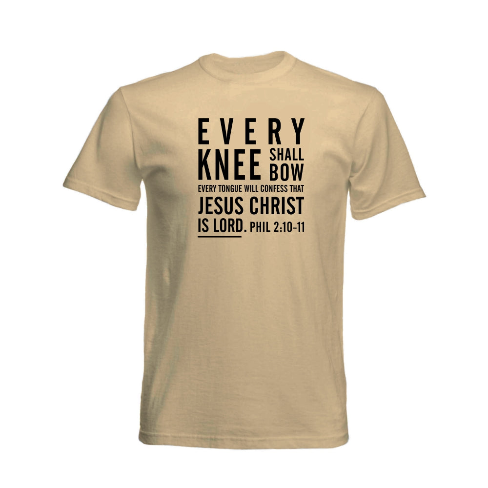 Every Knee Shall Bow – Premium Christian T shirt (Stone)