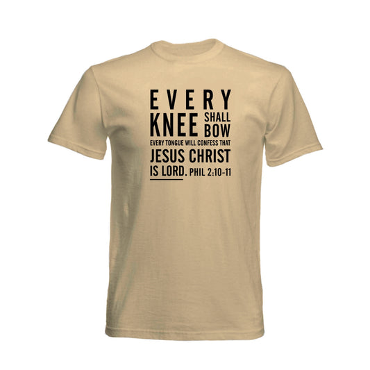 Every Knee Shall Bow – Premium Christian T shirt (Stone)