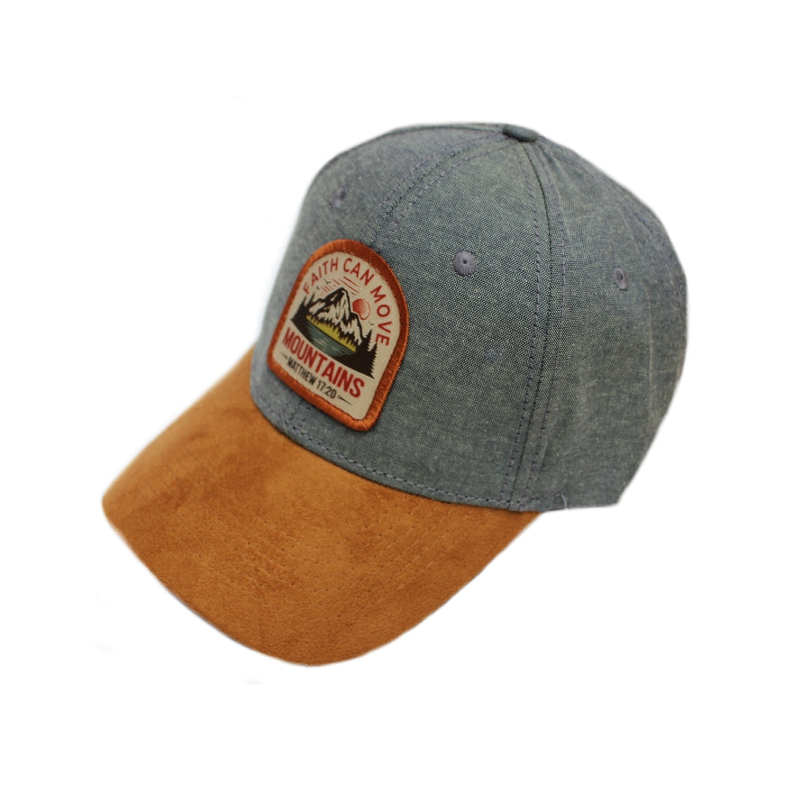 Faith Moves Mountains - Christian Cap (Denim & Rust)