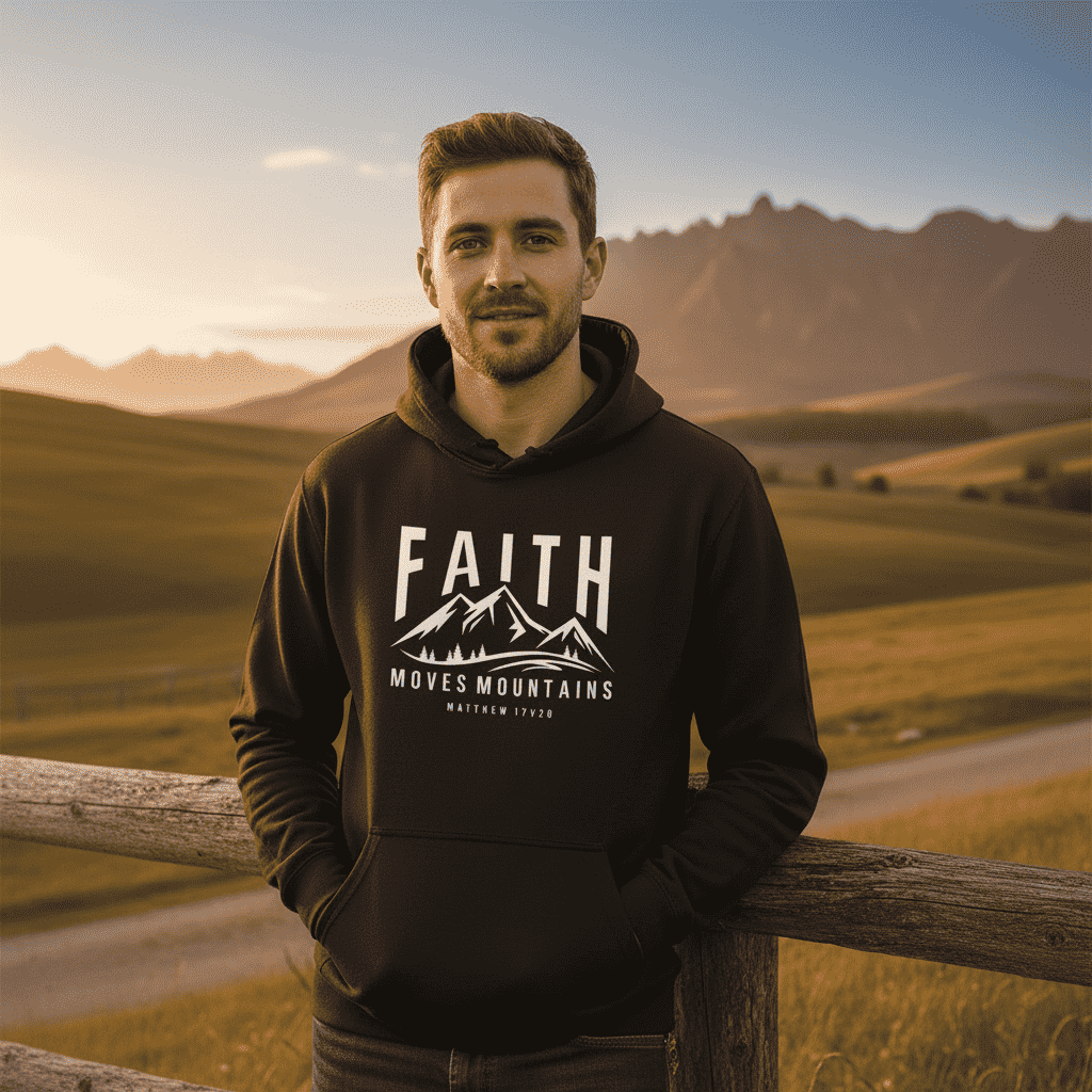 Faith Moves Mountains - Premium Christian Hoodie (Black)