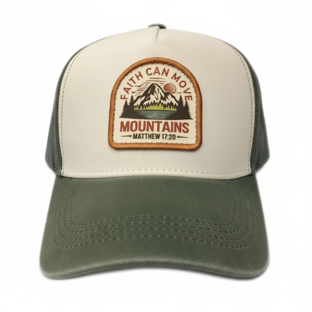Faith Can Move Mountains - Christian Cap (Olive)