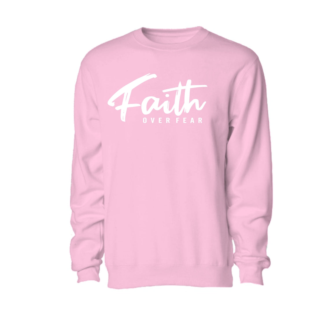 Faith over Fear - Christian Sweater (Pink)