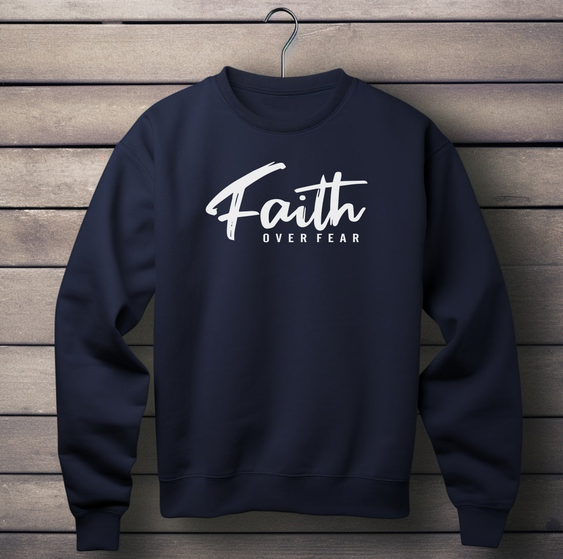 Faith over Fear - Christian Sweater (Navy)