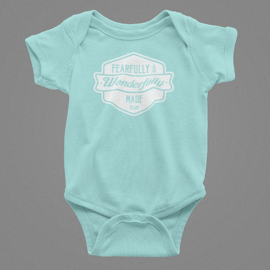 Fearfully & Wonderfully made - Christian Baby Onesie (Mint SS)