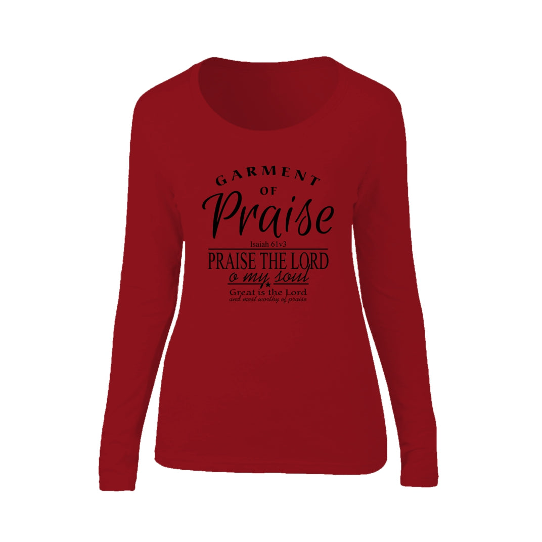 Garment of Praise - Christian Ladies Long Sleeve (Red)