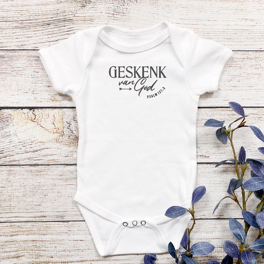 Geskenk van God -  Christian Baby Onesie (White SS)