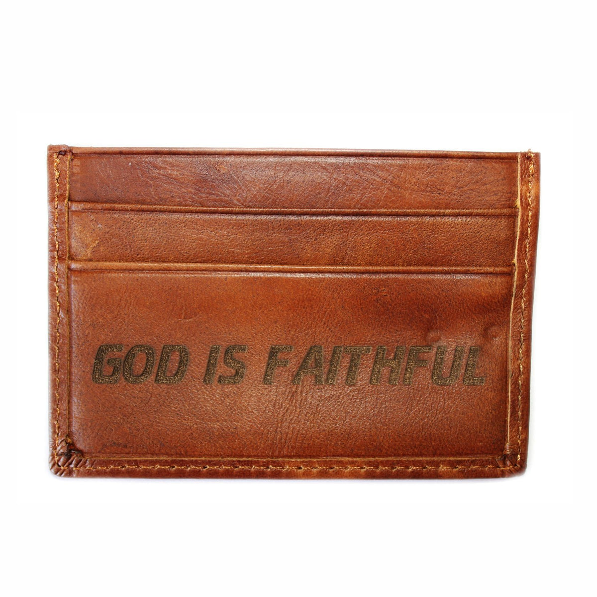God is Faithful - Christian Card Holder (Brown)
