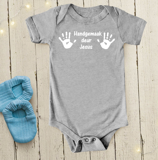 Handgemaak - Christian Baby Onesie (Grey SS)