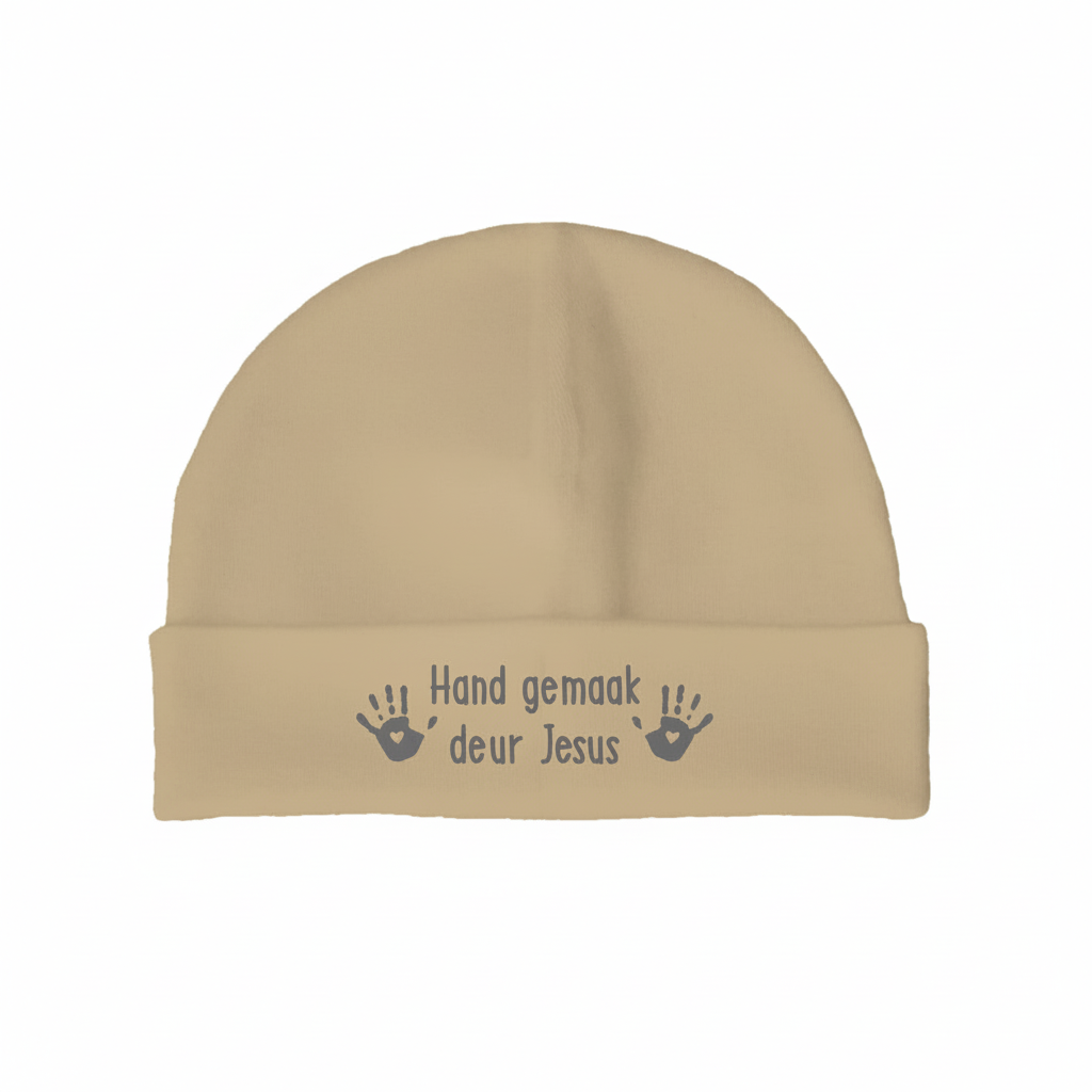 Handgemaak deur Jesus - Christian Baby Beanie (Tan)