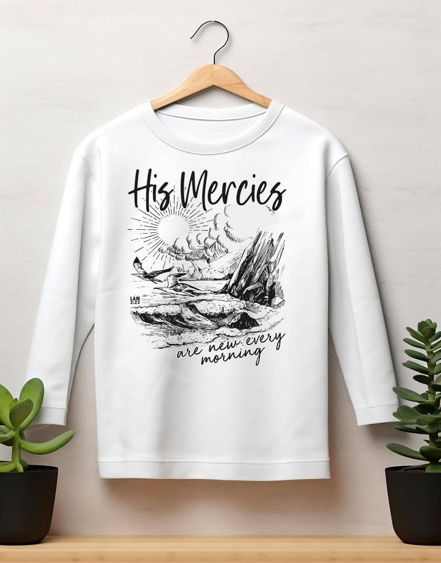 His Mercies - Christian Sweater (White)