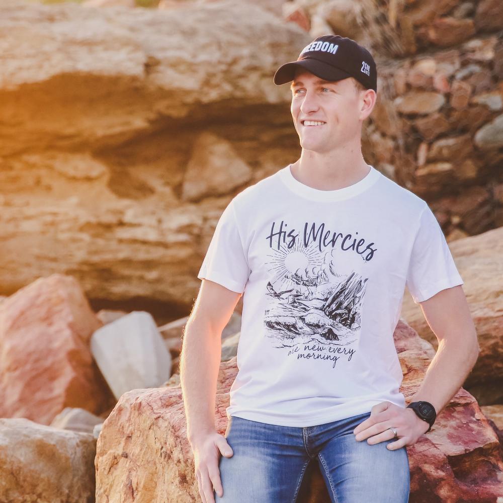White His Mercies Christian Men's T-shirt - ITG Clothing South Africa