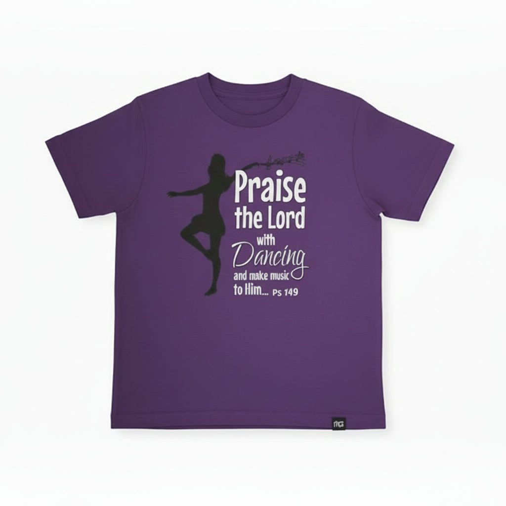 4-5 Praise the Lord with dancing - Christian Kids t-shirt - ((Purple)
