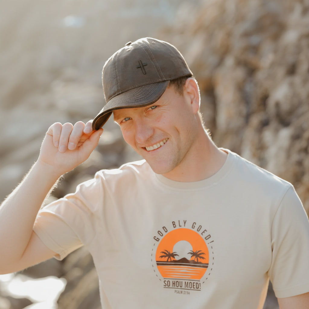 Cross - Christian Cap (Brown Oilskin)