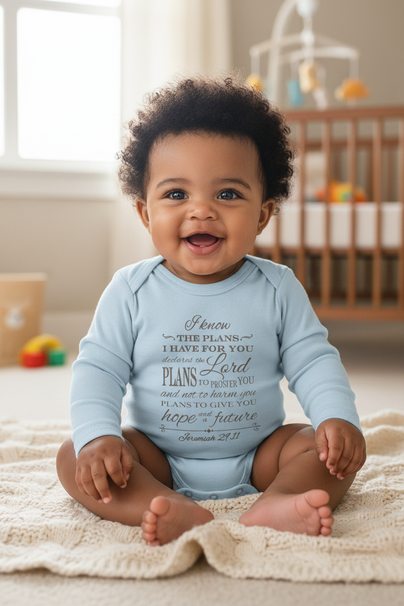 I know the Plans - Christian Baby Onesie (Blue LS)