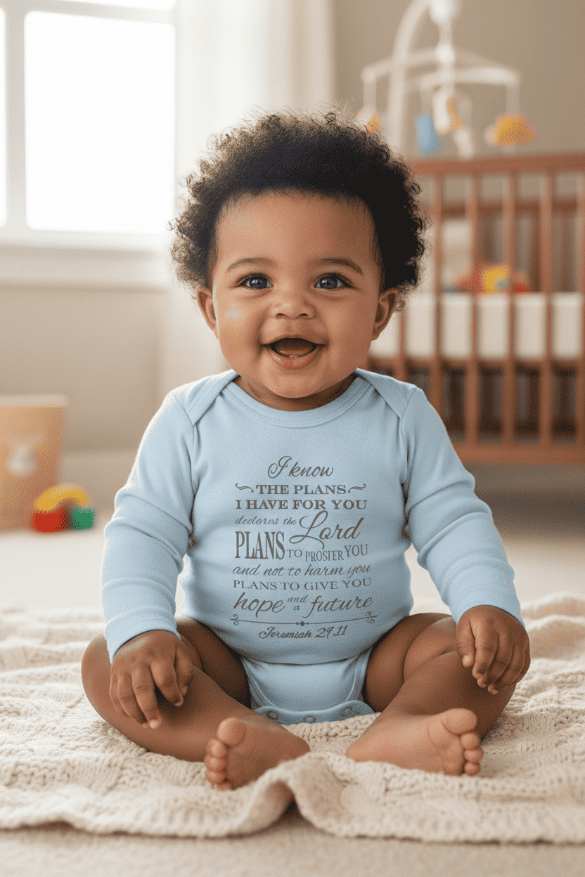 I know the Plans - Christian Baby Onesie (Blue LS)