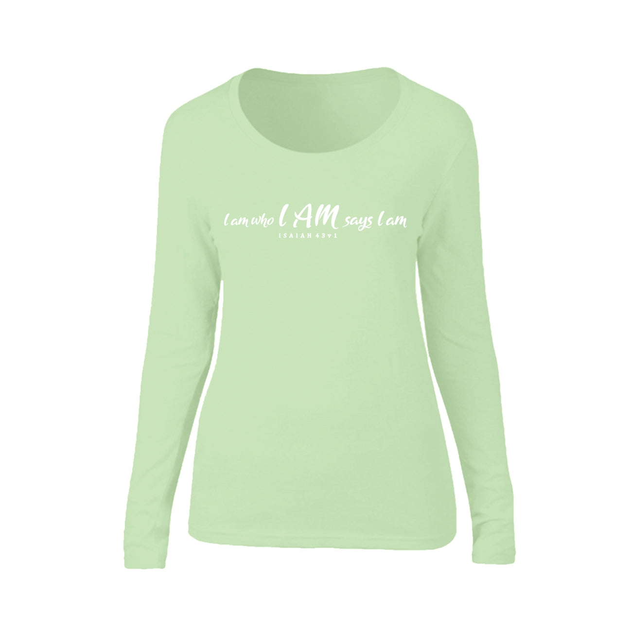 I Am, who I AM says I AM - Christian Ladies Long Sleeve (Mint)