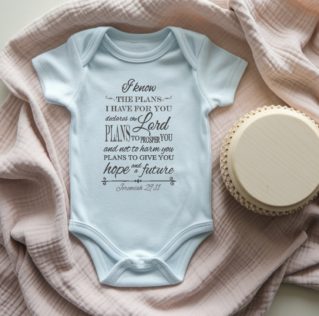 I know the Plans - Christian Baby Onesie (Blue)