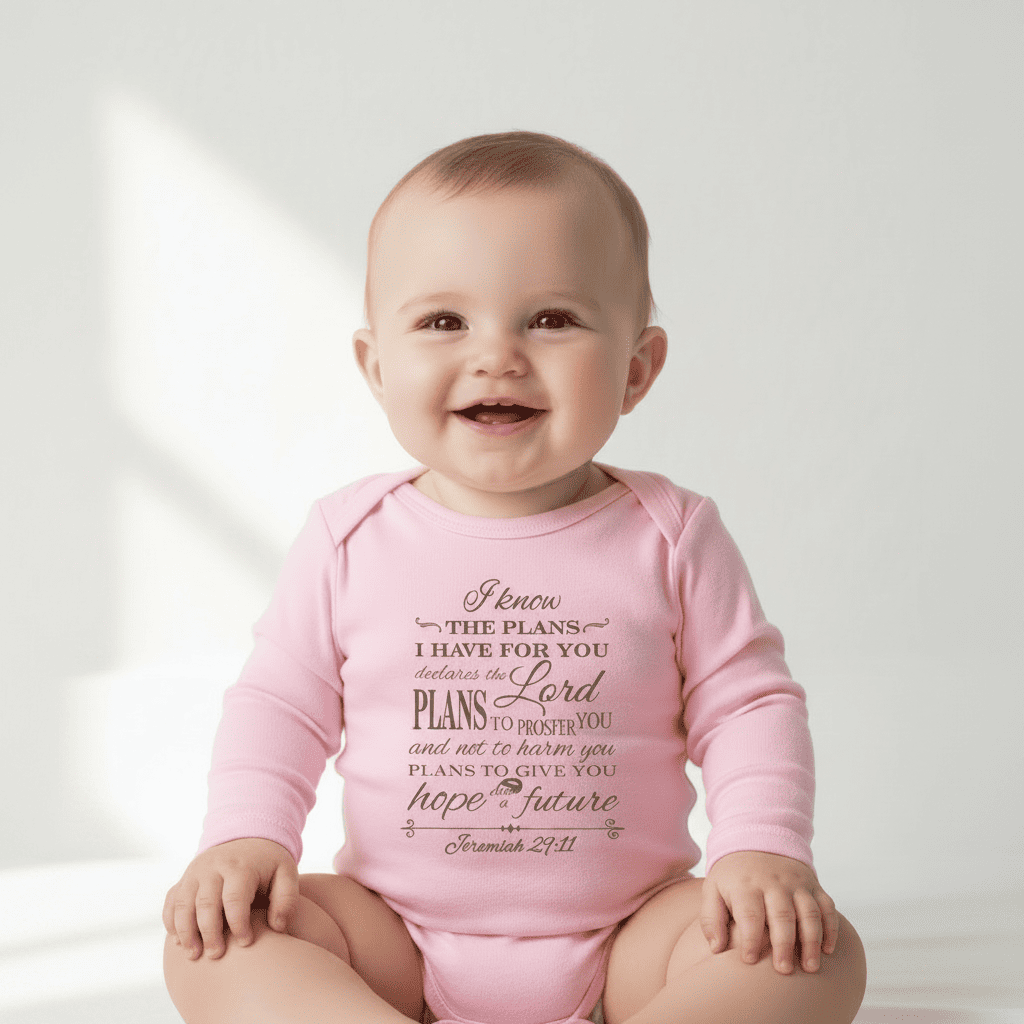 I know the Plans - Christian Baby Onesie (Pink LS)