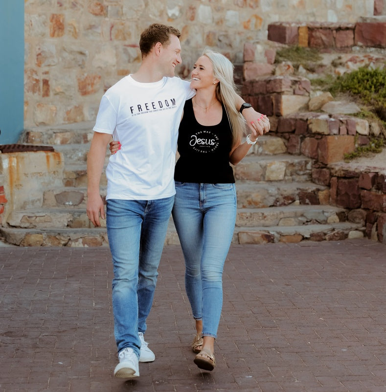 Jesus the Way – Christian Ladies Racerback (Black)