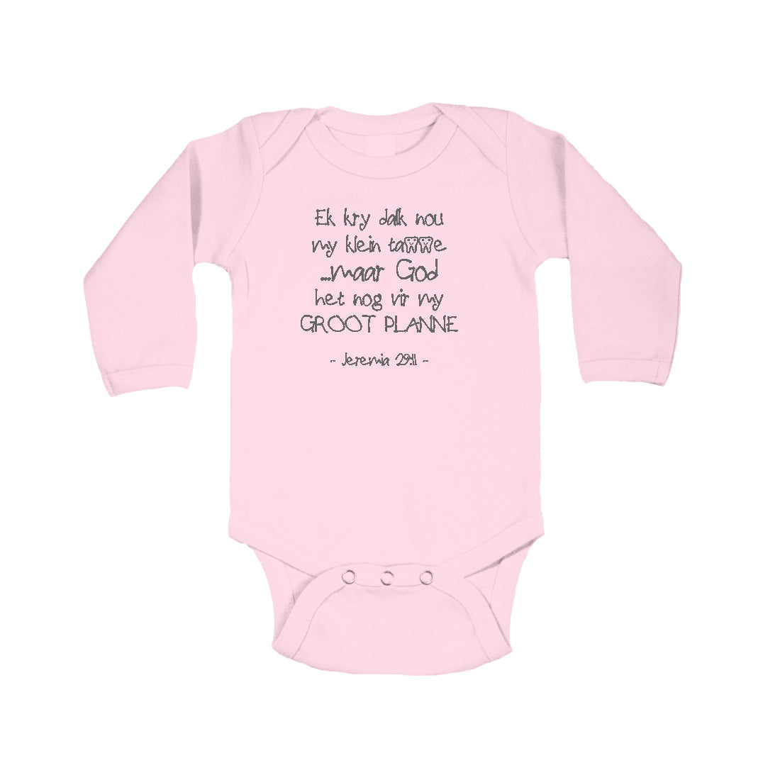 Groot Planne - Christian Baby Onesie- (Pink LS)
