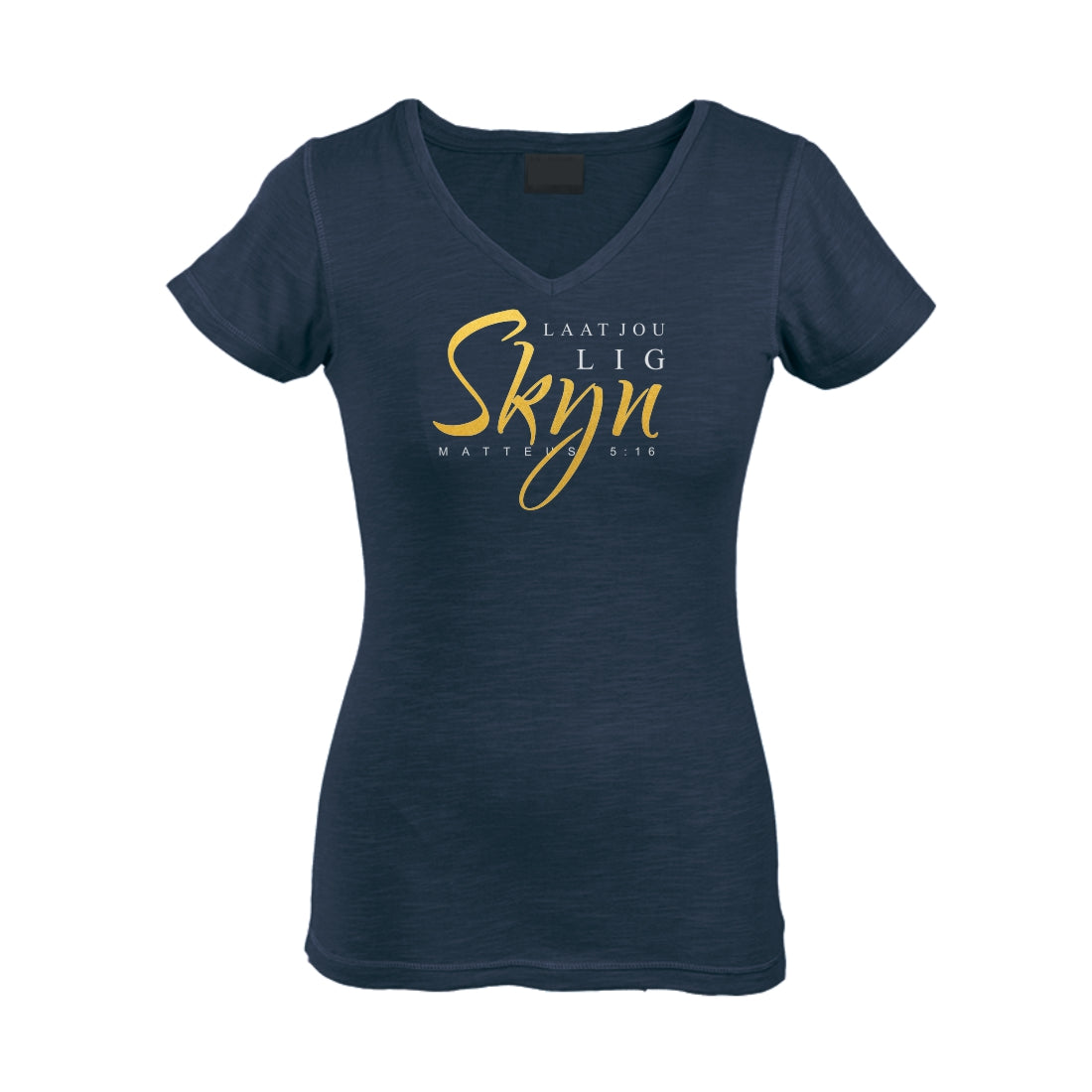 2XL-3XL Laat jou lug skyn- Christian Ladies t-shirt - (navy)
