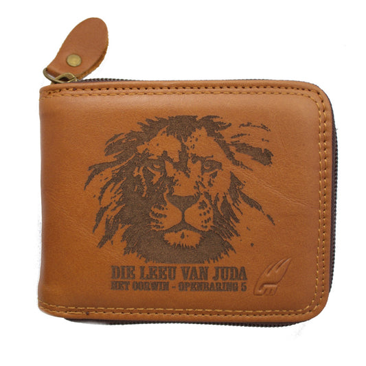 Leeu van Juda - Christian Brown Bi-Fold Zip Around Leather Wallet