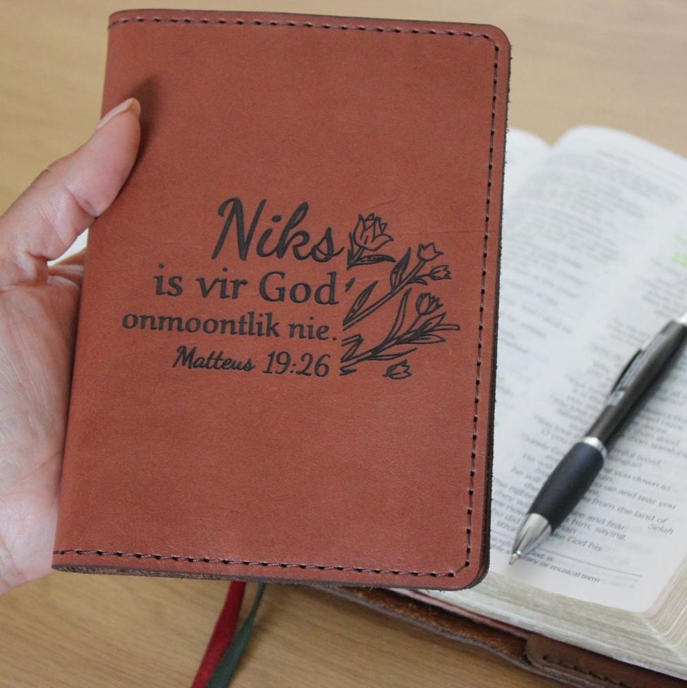 Niks is vir God onmoontlik - Christian Leather Notebook cover - South Africa - ITG Clothing