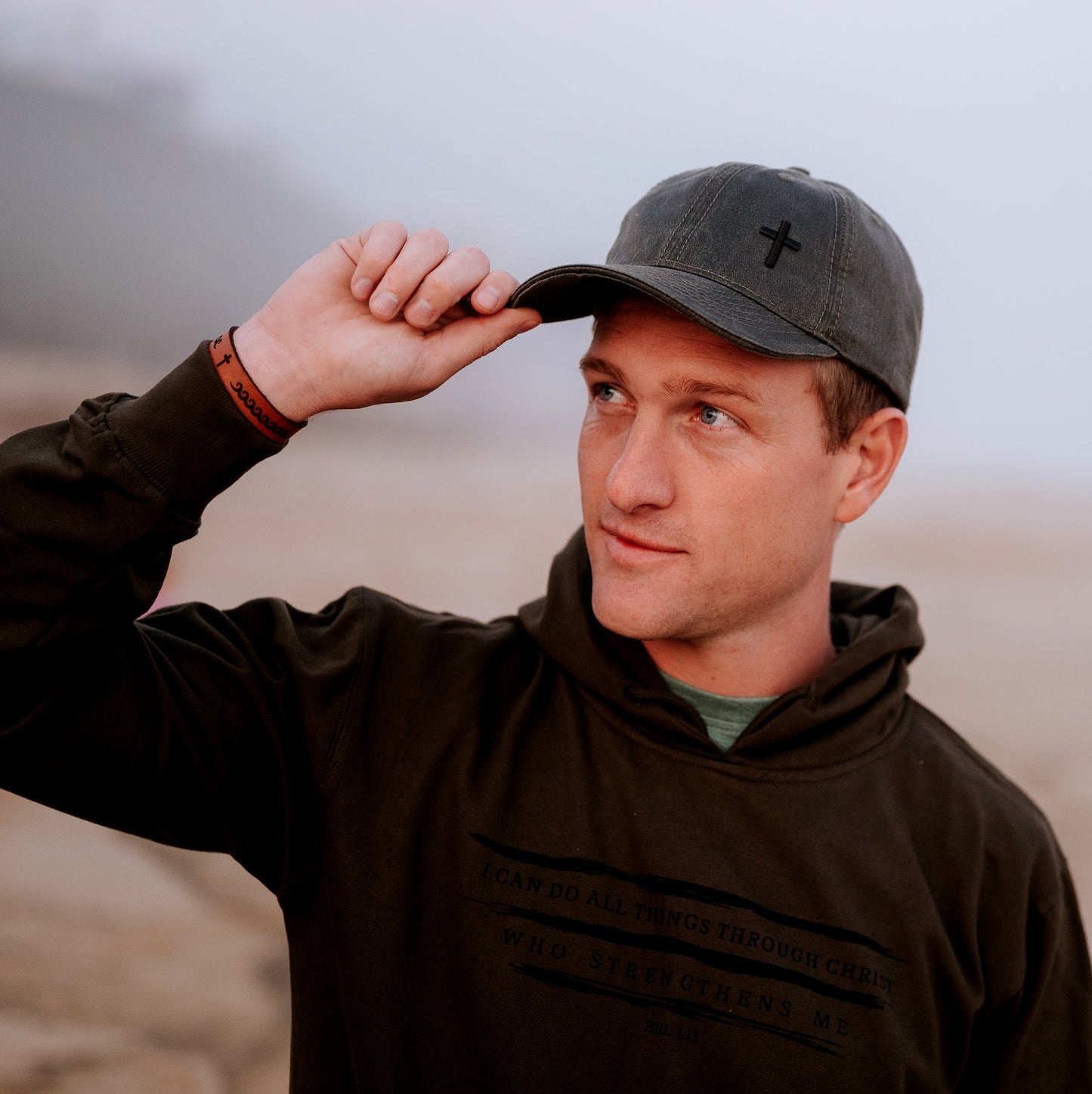 Cross - Christian Cap (Olive Oilskin)