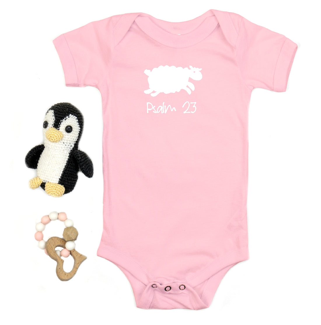 Psalm 23 - Christian Baby Onesie (Pink SS)