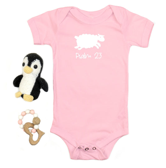 Psalm 23 - Christian Baby Onesie (Pink SS)