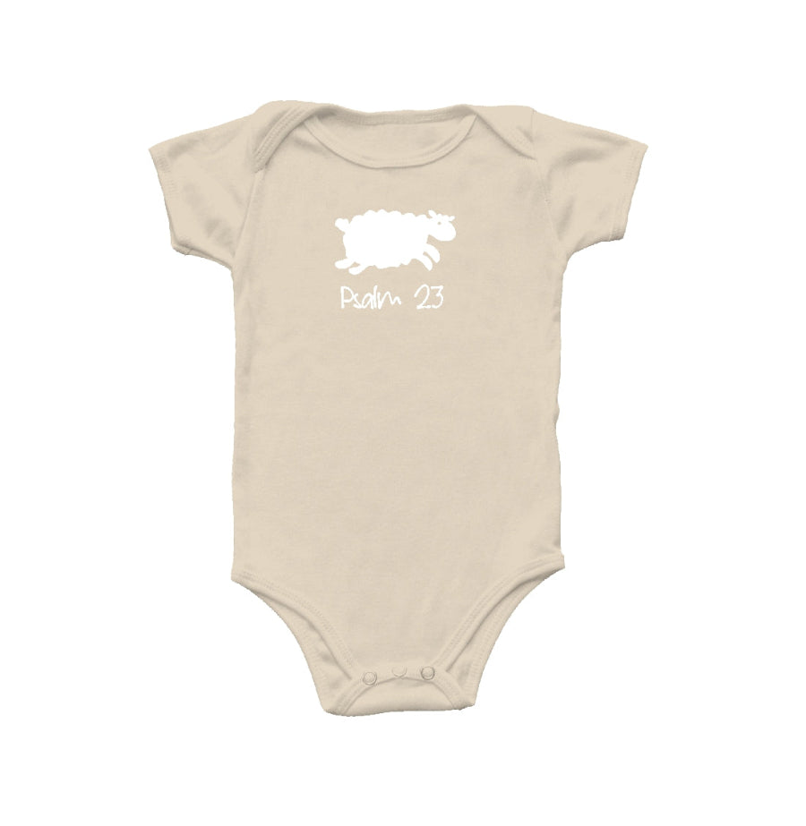 Psalm 23 Sheep Skapie-Christian Baby Onesie Tan SS South Africa