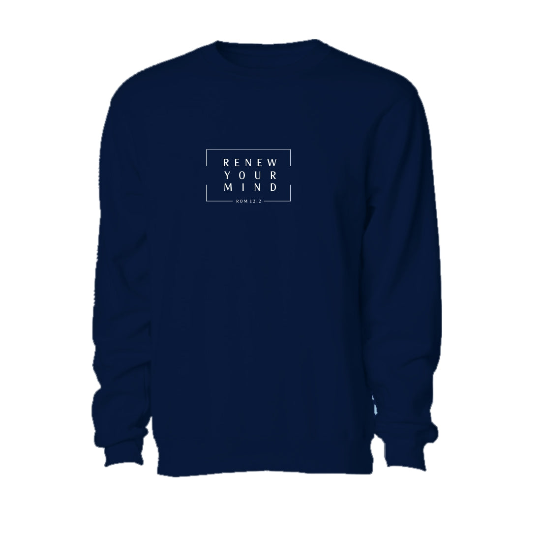 Renew Your Mind - Christian Sweater (Navy)