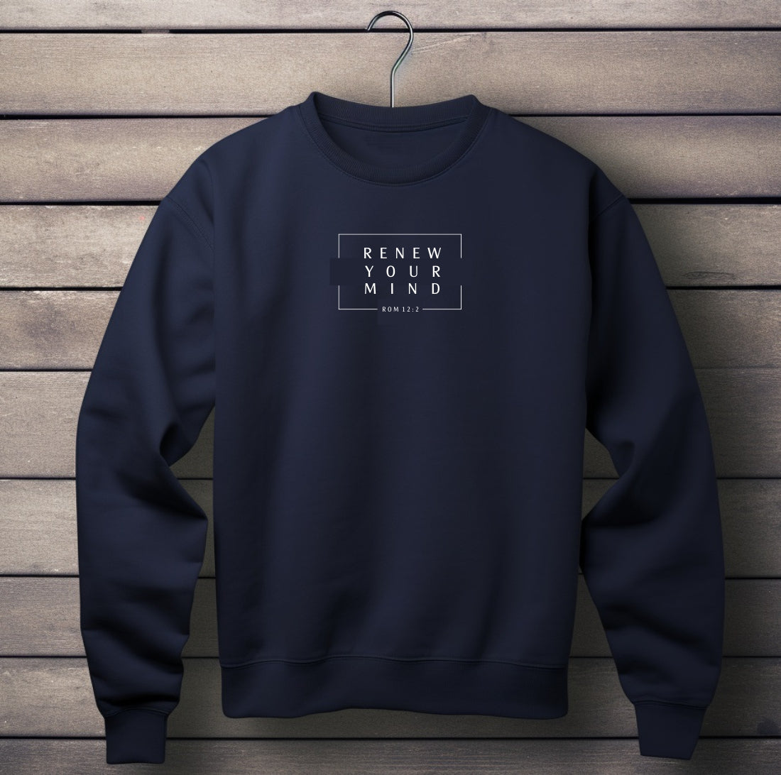 Renew Your Mind - Christian Sweater (Navy)