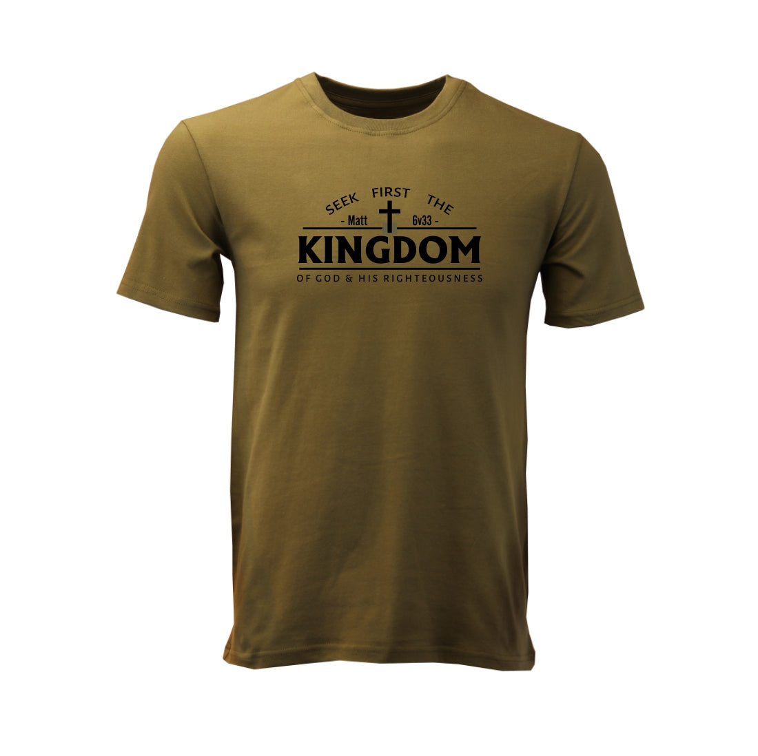 Seek first the Kingdom of God – Premium Christian T shirt (Light Olive)