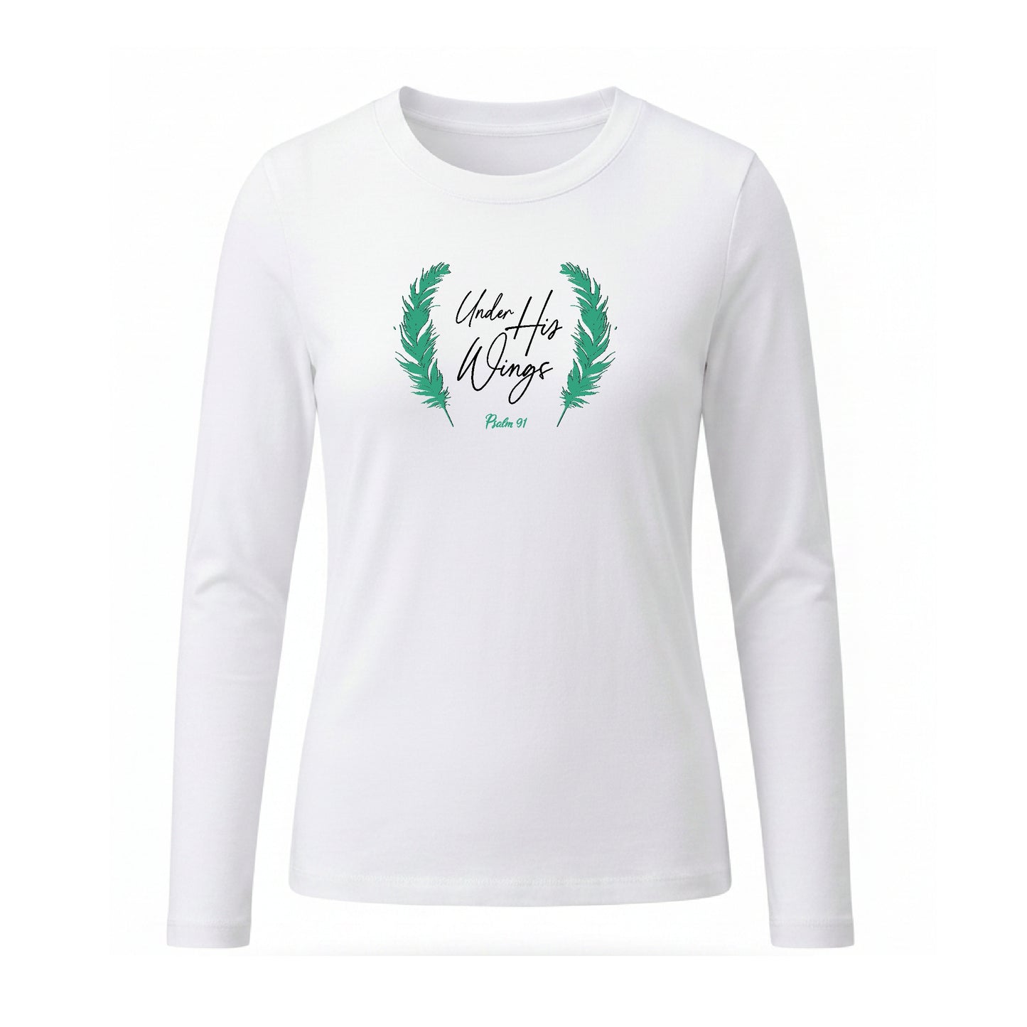 Under His Wings - Christian Ladies LS (White)