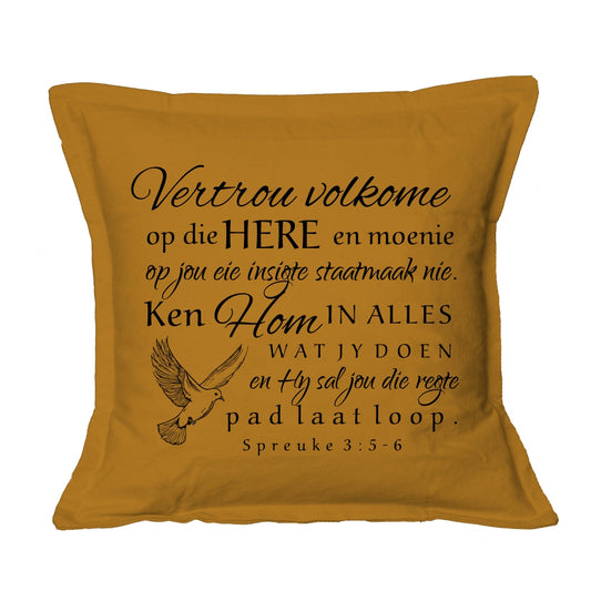 Vertrou Volkome op die Here - Cushion Cover (Mustard)