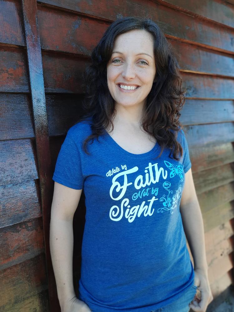Blue Walk by Faith Christian Ladies T shirt by ITG Clothing in South Africa
