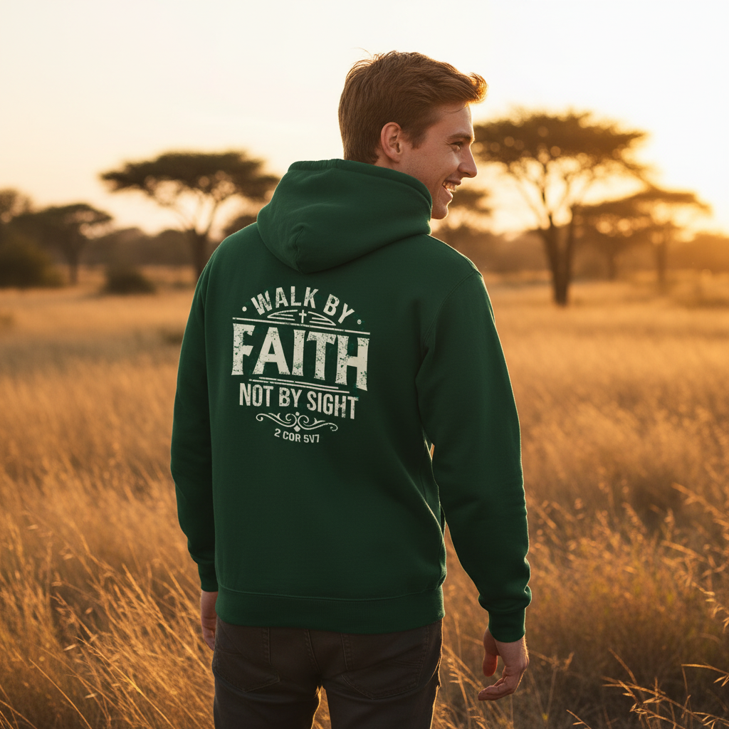 Walk by Faith Not by Sight - Christian Premium Hoodie (Green)