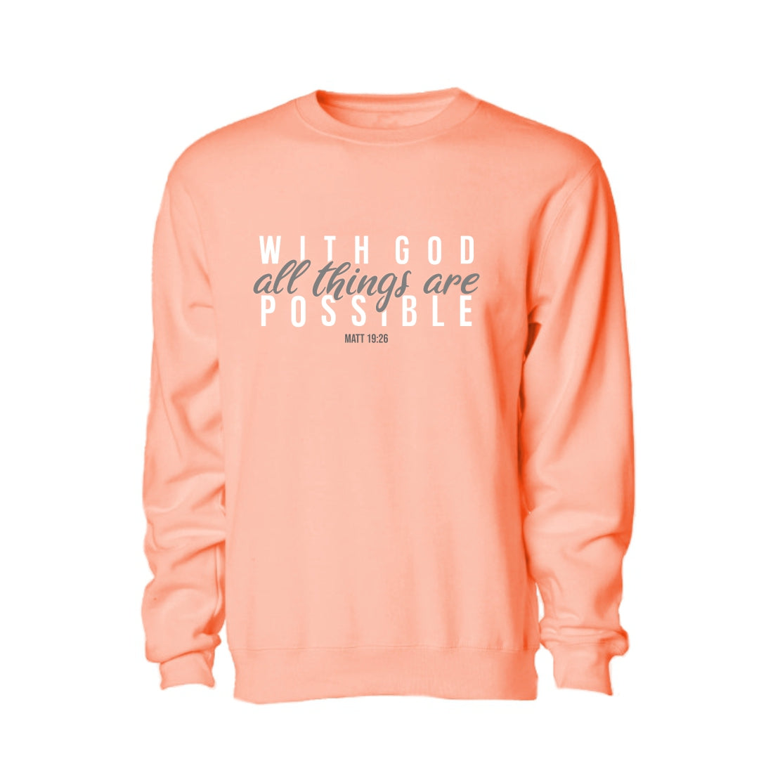 With God All things are possible - Christian Sweater (Peach)