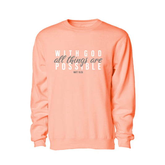 With God All things are possible - Christian Sweater (Peach)
