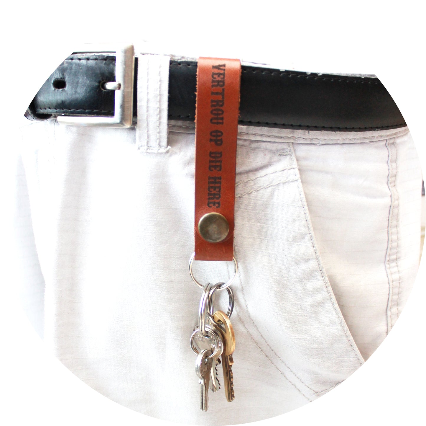 Vertrou Volkome op die Here - Leather Keyring
